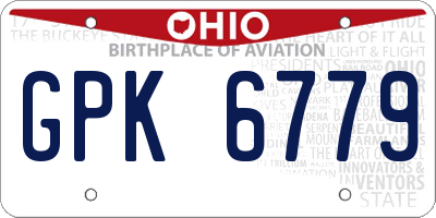 OH license plate GPK6779
