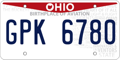 OH license plate GPK6780