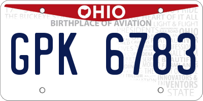OH license plate GPK6783