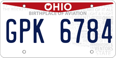 OH license plate GPK6784