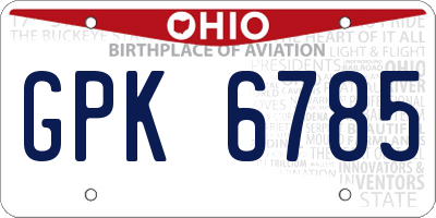 OH license plate GPK6785