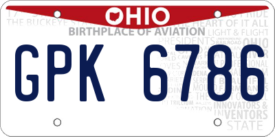 OH license plate GPK6786