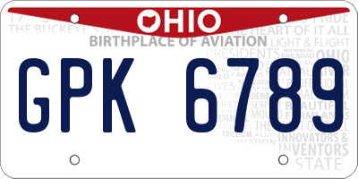 OH license plate GPK6789