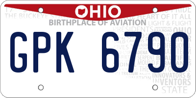 OH license plate GPK6790