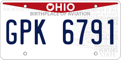 OH license plate GPK6791