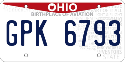 OH license plate GPK6793
