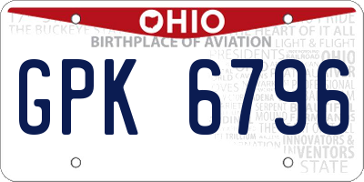 OH license plate GPK6796