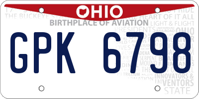 OH license plate GPK6798