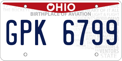 OH license plate GPK6799