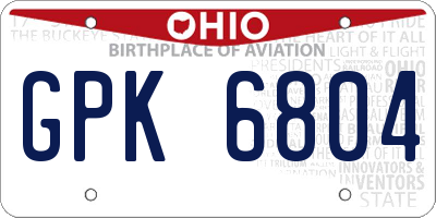 OH license plate GPK6804