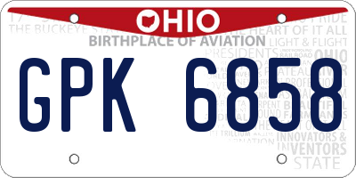 OH license plate GPK6858