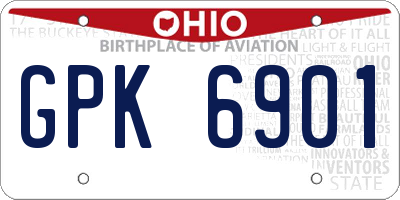 OH license plate GPK6901