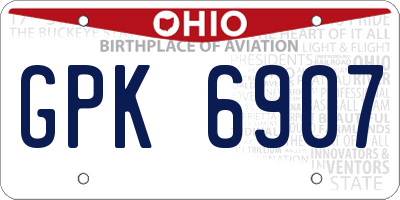 OH license plate GPK6907