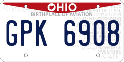OH license plate GPK6908