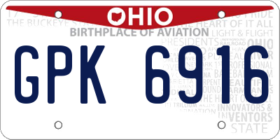 OH license plate GPK6916