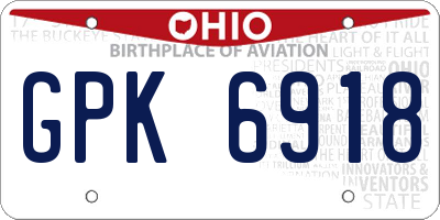 OH license plate GPK6918
