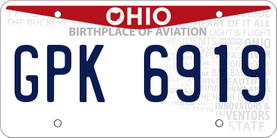 OH license plate GPK6919