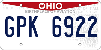OH license plate GPK6922