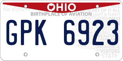 OH license plate GPK6923