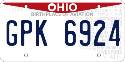 OH license plate GPK6924