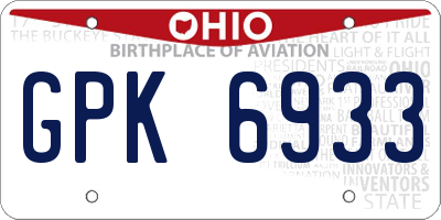 OH license plate GPK6933