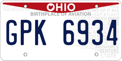 OH license plate GPK6934