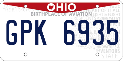 OH license plate GPK6935