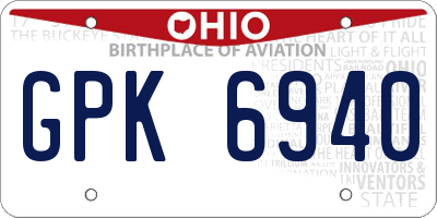 OH license plate GPK6940