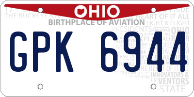 OH license plate GPK6944