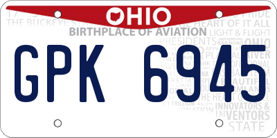 OH license plate GPK6945