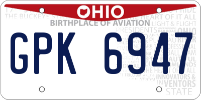 OH license plate GPK6947