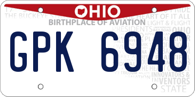 OH license plate GPK6948