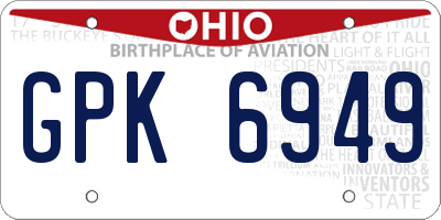 OH license plate GPK6949