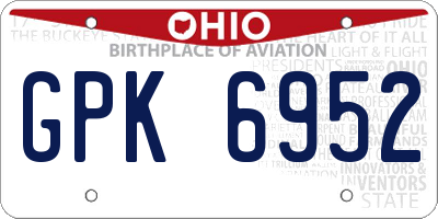 OH license plate GPK6952