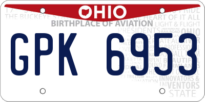 OH license plate GPK6953