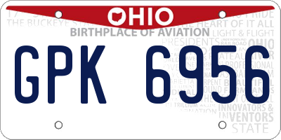 OH license plate GPK6956