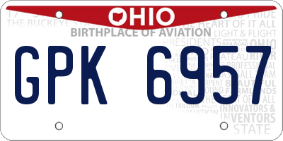 OH license plate GPK6957