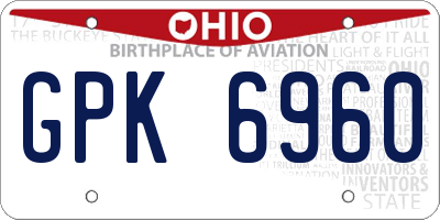 OH license plate GPK6960