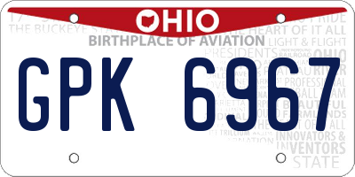 OH license plate GPK6967