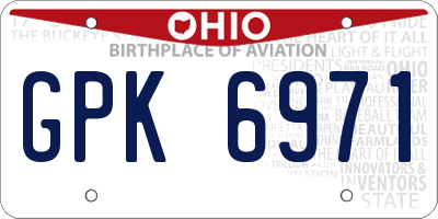 OH license plate GPK6971