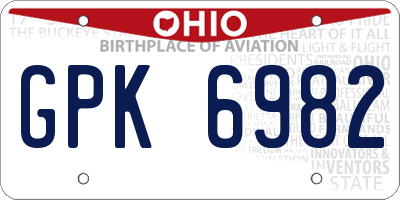 OH license plate GPK6982