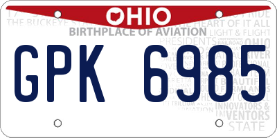OH license plate GPK6985