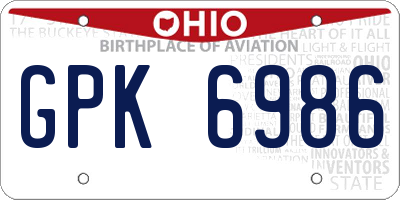 OH license plate GPK6986