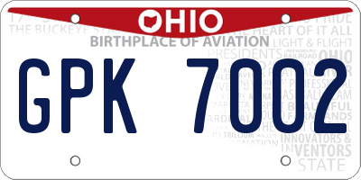 OH license plate GPK7002