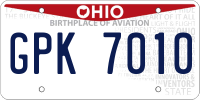 OH license plate GPK7010