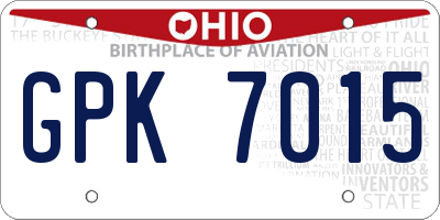 OH license plate GPK7015