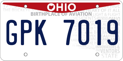 OH license plate GPK7019