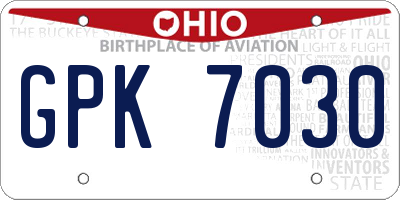 OH license plate GPK7030