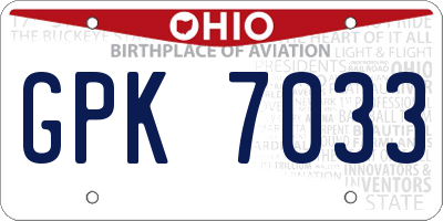 OH license plate GPK7033