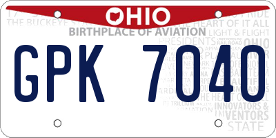 OH license plate GPK7040